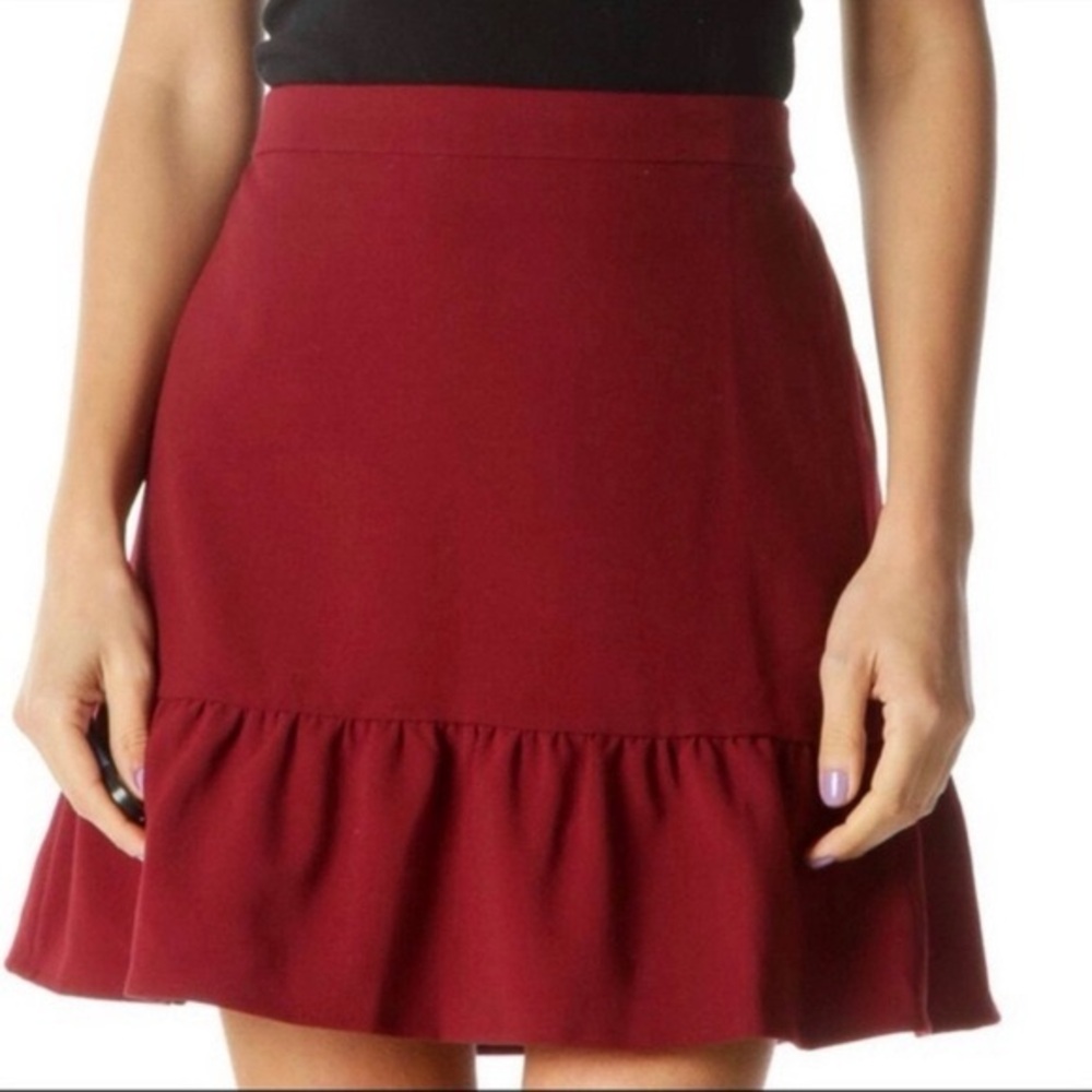 J. Crew Burgundy Skirt with Ruffle Hem